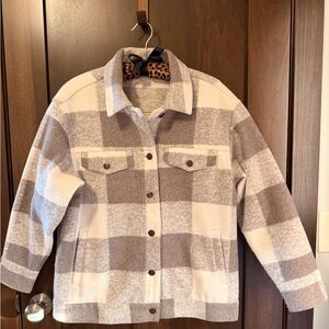 ❌ SOLD ❌ Z Supply Cream and Brown Plaid Utility Jacket